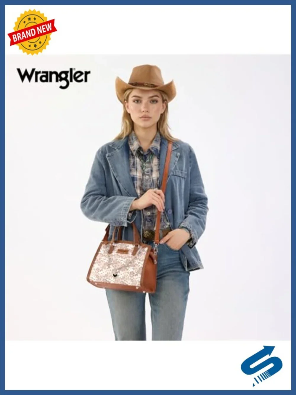Wrangler Lace Tote Bag for Women, Medium Crossbody Top Handle Handbags Ladies